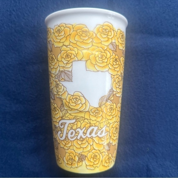 Starbucks Yellow Rose of Texas Ceramic Travel Tumbler 12 Oz - Picture 3 of 9